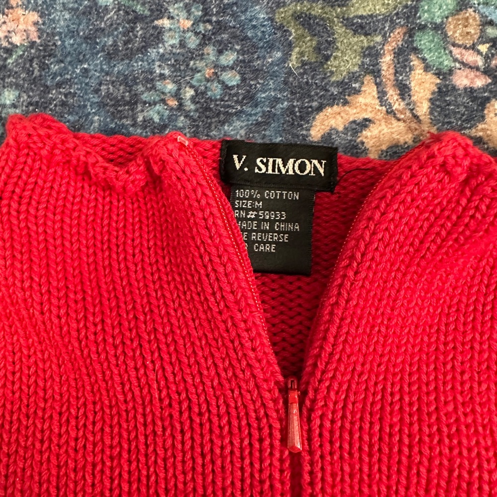 V.SIMON red knit sweater